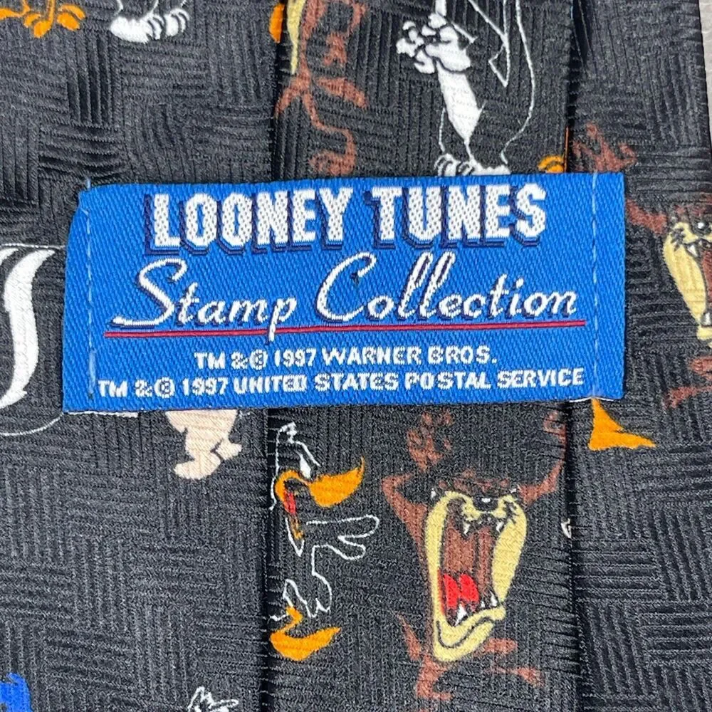 Looney Tunes Stamp Collection Silk Tie Warner Bros Bugs Bunny Vintage 1997